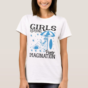 Camiseta Rapariga do livro tee lendo imaginação de poder
