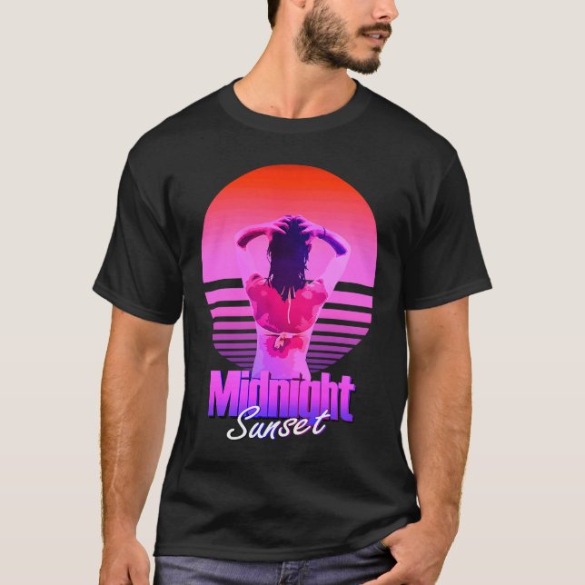 Camiseta Rapariga Do Sol Da Meia-Noite Retroacesa No Mar (Frente)