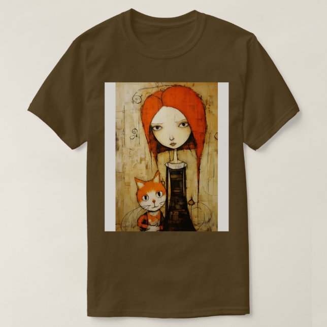 Camiseta Rapariga e Gato 4 (Frente do Design)