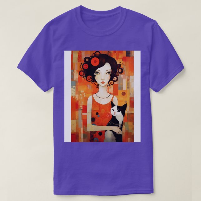 Camiseta Rapariga e Gato 5 (Frente do Design)