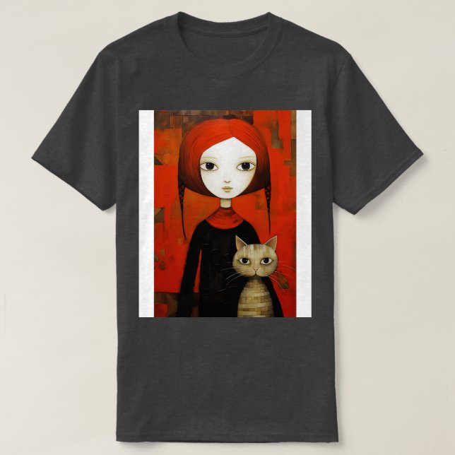 Camiseta Rapariga e Gato 7 (Frente do Design)