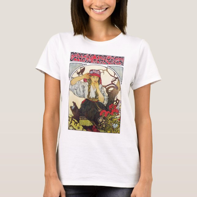 Camiseta Rapariga e Geranium, Mucha (Frente)