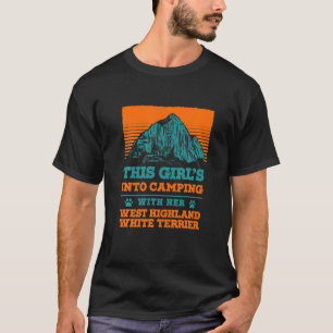 Camiseta Rapariga está acampando com seu T. Branco da Highl