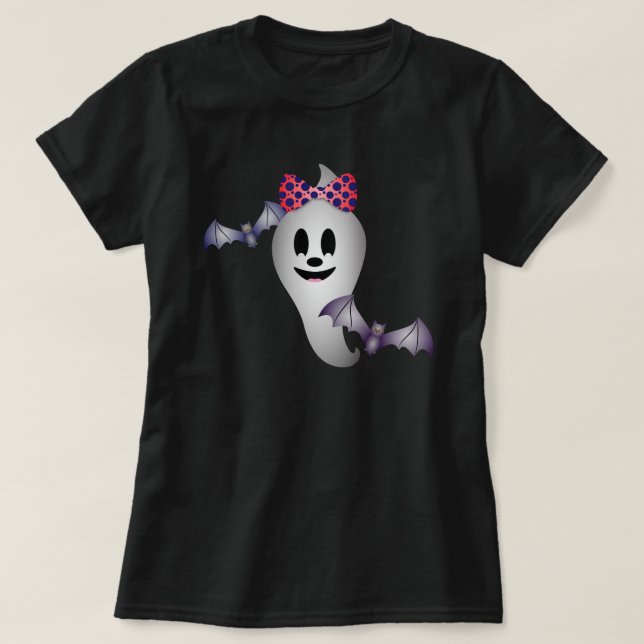Camiseta Rapariga Fantasma e Morcegos Voadores (Frente do Design)