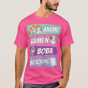 Camiseta Rapariga Kawaii Manga Lover Anime Ramen Boba Tea S