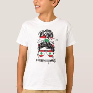 Camiseta Rapariga Libanesa Orgânica Bandeira Raízes Liban