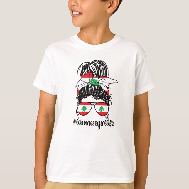 Camiseta Rapariga Libanesa Orgânica Bandeira Raízes Libanes (Frente)