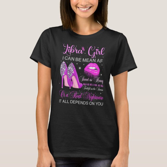 Camiseta Rapariga Libra Aniversário Altos Pingando Lábios (Frente)