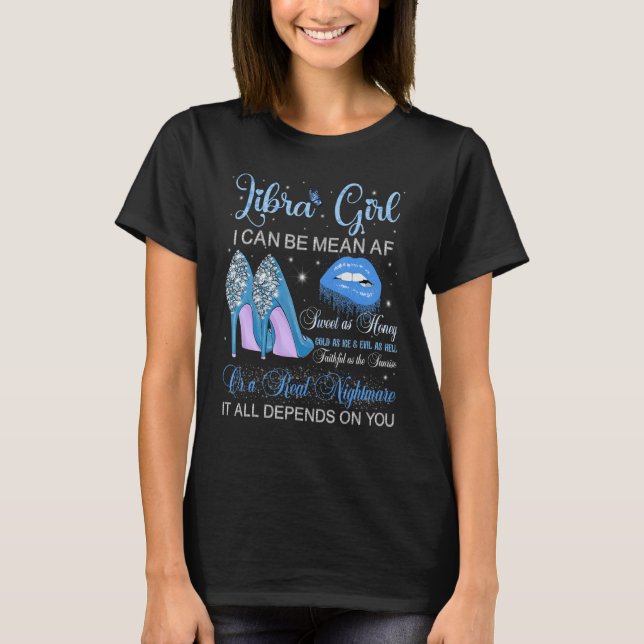 Camiseta Rapariga Libra Aniversário Altos Pingando Lábios (Frente)