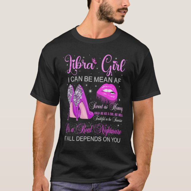 Camiseta Rapariga Libra Aniversário Altos Pingando Lábios (Frente)