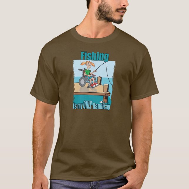 Camiseta Rapariga na pesca de cadeira de rodas (Frente)