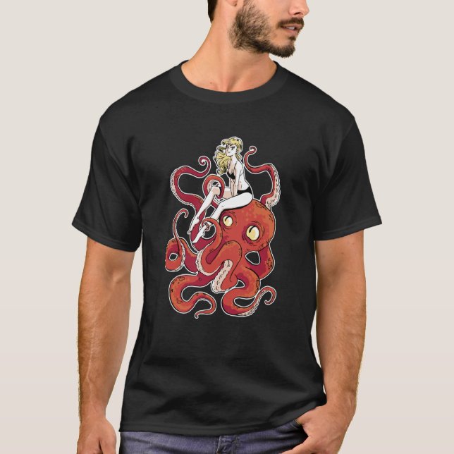 Camiseta Rapariga num Octopus Octopus Vermelho (Frente)