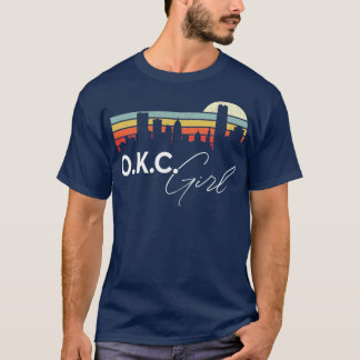 Camiseta Rapariga OKC Retro Sunset City Skyline Souvenir