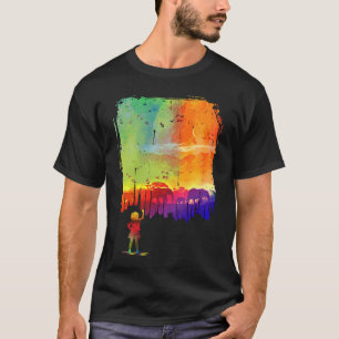 Camiseta Rapariga Pinta uma Foto Safari na Parede com Elefa