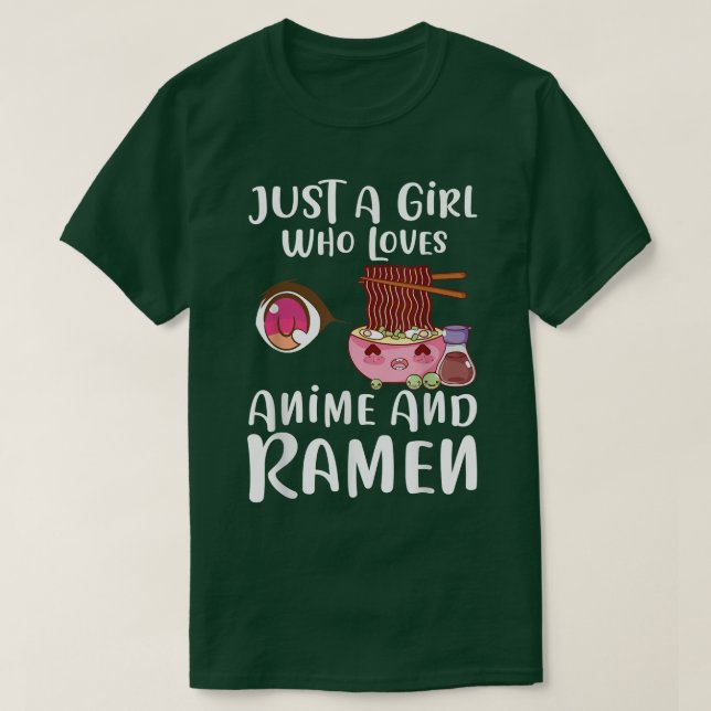 Camiseta Rapariga que ama anime e ramen (Frente do Design)