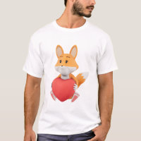 Rapariga raposa 3D encantadora com coração vermelh