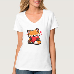 Camiseta Rapariga Raposa Abraçando Coração – Animal de Amor