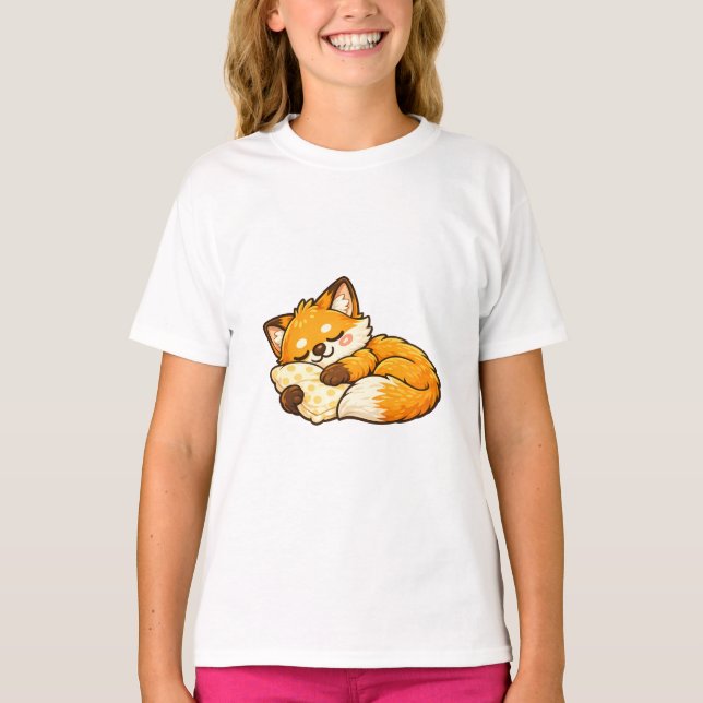 Camiseta Rapariga Raposa Adormecida Fofo (Frente)