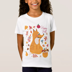 Camiseta Rapariga raposa outonal com texto personalizado