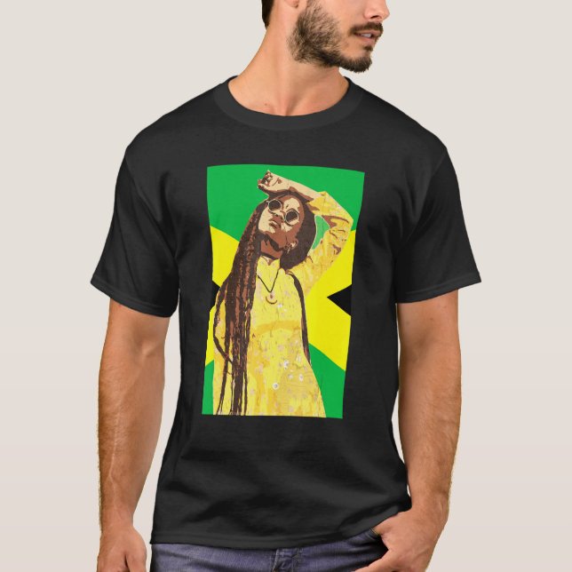 Camiseta Rapariga Rastafaria Negra Mulher Negra Dreadlocks  (Frente)