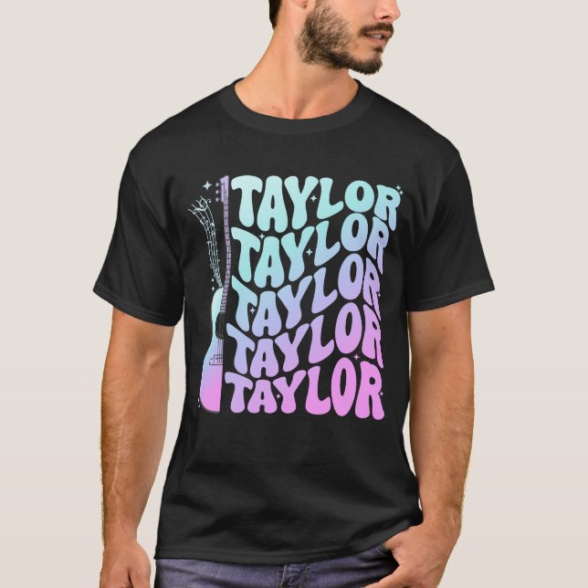 Camiseta Rapariga Retro Taylor Nome Personalizado Groovy (Frente)