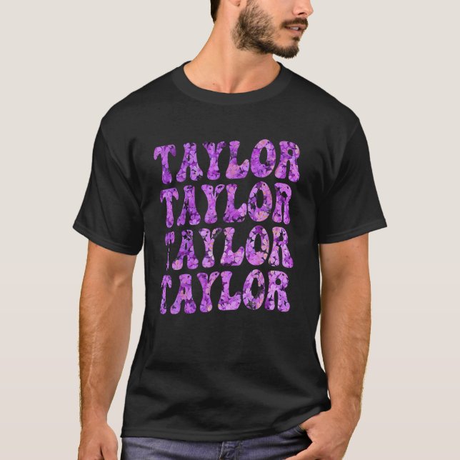 Camiseta Rapariga Retro TAYLOR Nome Personalizado Groovy D (Frente)