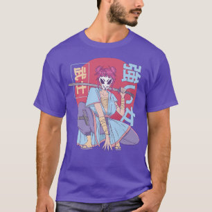 Camiseta Rapariga Samurai Anime Otaku Warrior Ninja Manga J