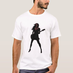 Camiseta Rapariga Tocando Violão T-Shirt Rock N Roll Party