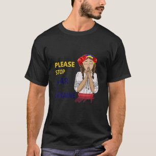 Camiseta Rapariga Ucraniana Reza Pela Paz Na Ucrânia - Pára