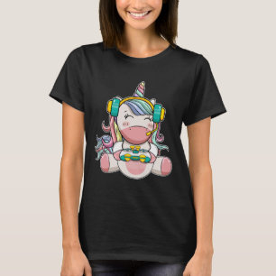 Camiseta Rapariga Unicórnio Jogo Gaming Bonito Jogo Mulhere