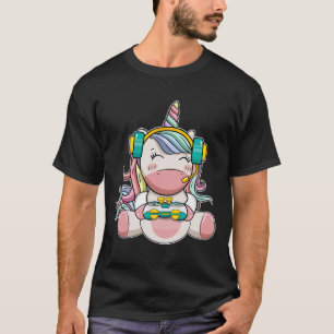 Camiseta Rapariga Unicórnio Jogo Gaming Bonito Jogo Mulhere