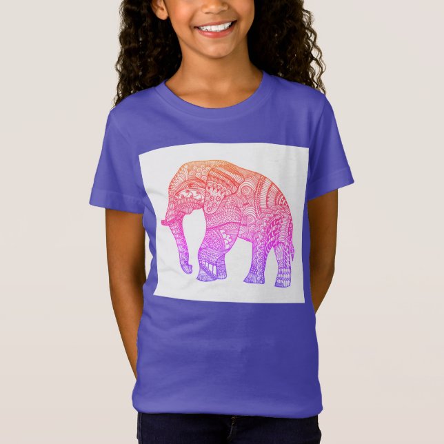 Camiseta Raparigas Bonitas Patternas De Elefante (Frente)