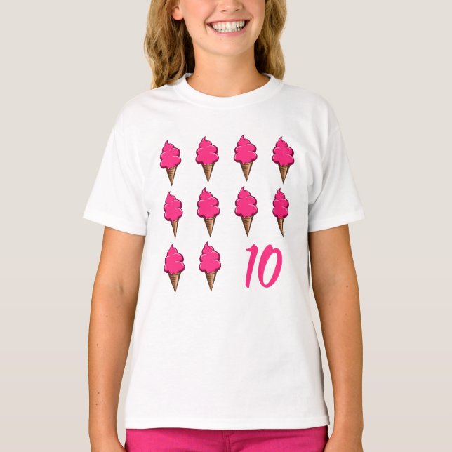 Camiseta Raparigas de 10 anos de idade Sorvetes rosa-de-bic (Frente)