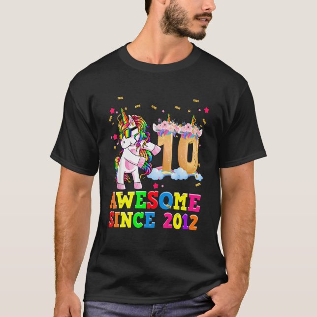 Camiseta Raparigas de 10 anos Unicórnio Flossing 10º aniver (Frente)
