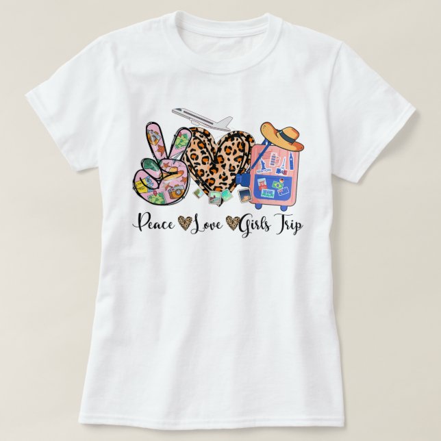 Camiseta Raparigas de Amor pela Paz Trip Leopard Aumentam B (Frente do Design)