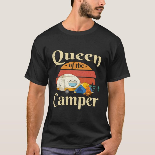 Camiseta Raparigas De Camper Retro Rainha Da Campa Outdo (Frente)