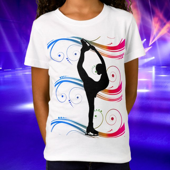 Camiseta Raparigas Figura Escoamento Coloridos Camisa-T (Girls Ice Skating Swirl Tee)