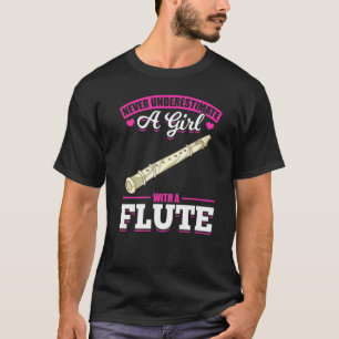 Camiseta Raparigas Flautistas Leitoras De Flute Mulheres Ma