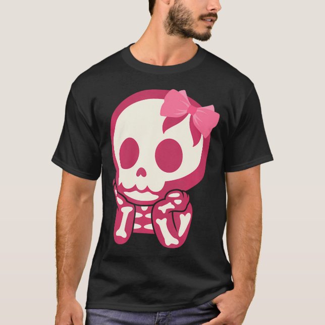 Camiseta Raparigas Gelado Caveira Xray Cor-de-rosa Arco (Frente)