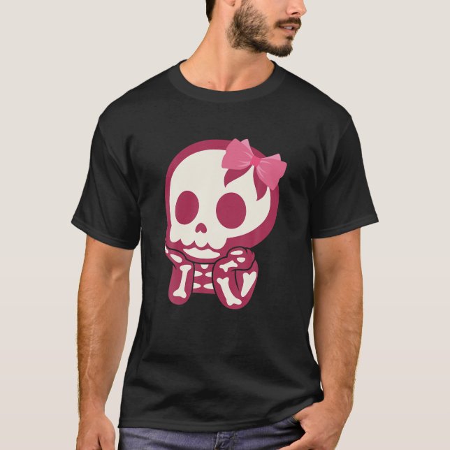 Camiseta Raparigas Gelado Caveira Xray Cor-de-rosa Arco (Frente)