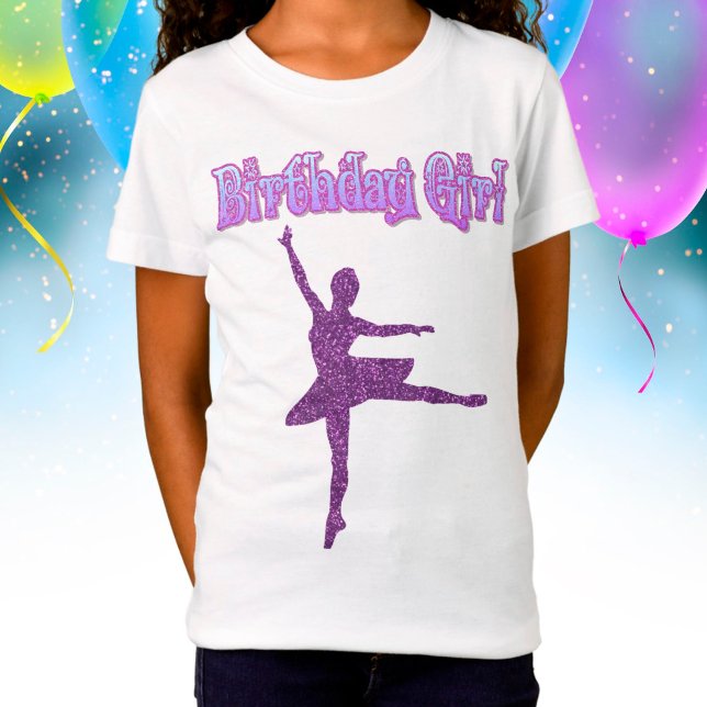 Camiseta Raparigas Glitter Ballerina Dance "Birthday Girl" (Criador carregado)