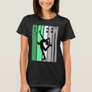 Camiseta Raparigas Green Retro Ice Skating Queen Birthday D