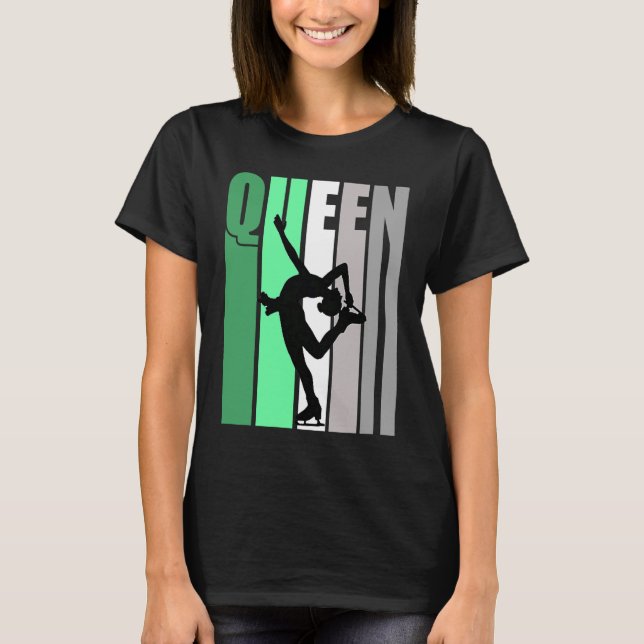 Camiseta Raparigas Green Retro Ice Skating Queen Birthday D (Frente)