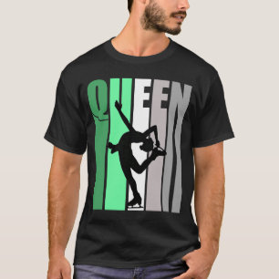 Camiseta Raparigas Green Retro Ice Skating Queen Birthday D
