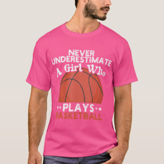 Camiseta Raparigas Hoops Nunca Subestimam Uma Garota Que Jo
