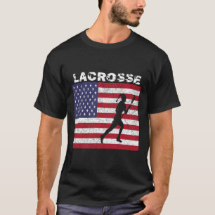 Camiseta Raparigas Lacrosse Usa Flag T Shirt Distressed Vin