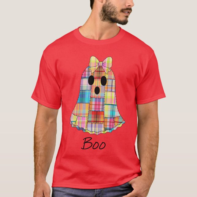 Camiseta Raparigas Patchwork Ghost Colorful Halloween Madra (Frente)