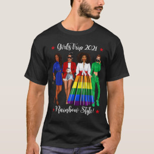 Camiseta Raparigas Viagem LGBTQ Vacina Negra Mulher Lésbica
