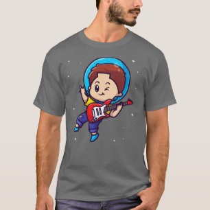 Camiseta Rapaz Astronauta Bonito Tocando Cartoon De Violão