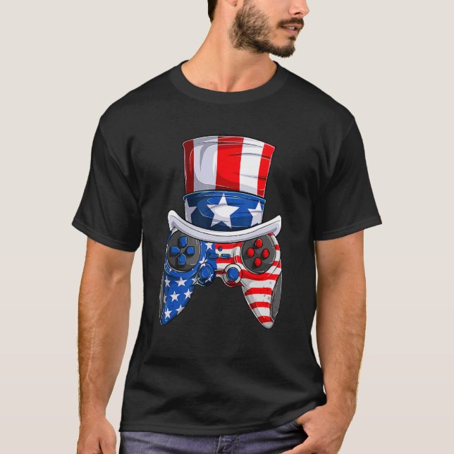 Camiseta Rapaz De Jogo De Bandeiras Americanas Em Quarto De (Frente)